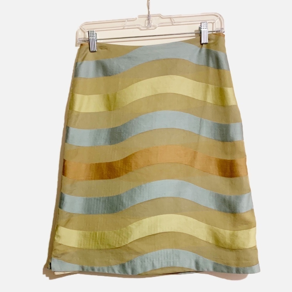 J. McLaughlin Multi Block Striped Lined Pencil Midi Skirt. Size 4